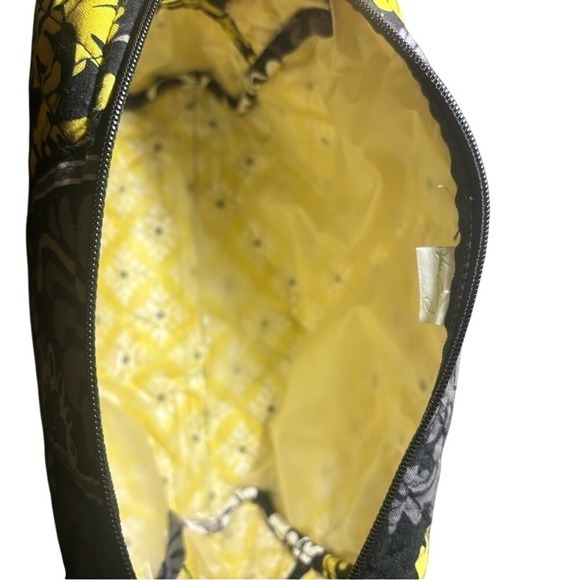 Vera Bradley Cosmetic Bag Makeup Pouch Quilted Floral Yellow Black Gray - Picture 3 of 4